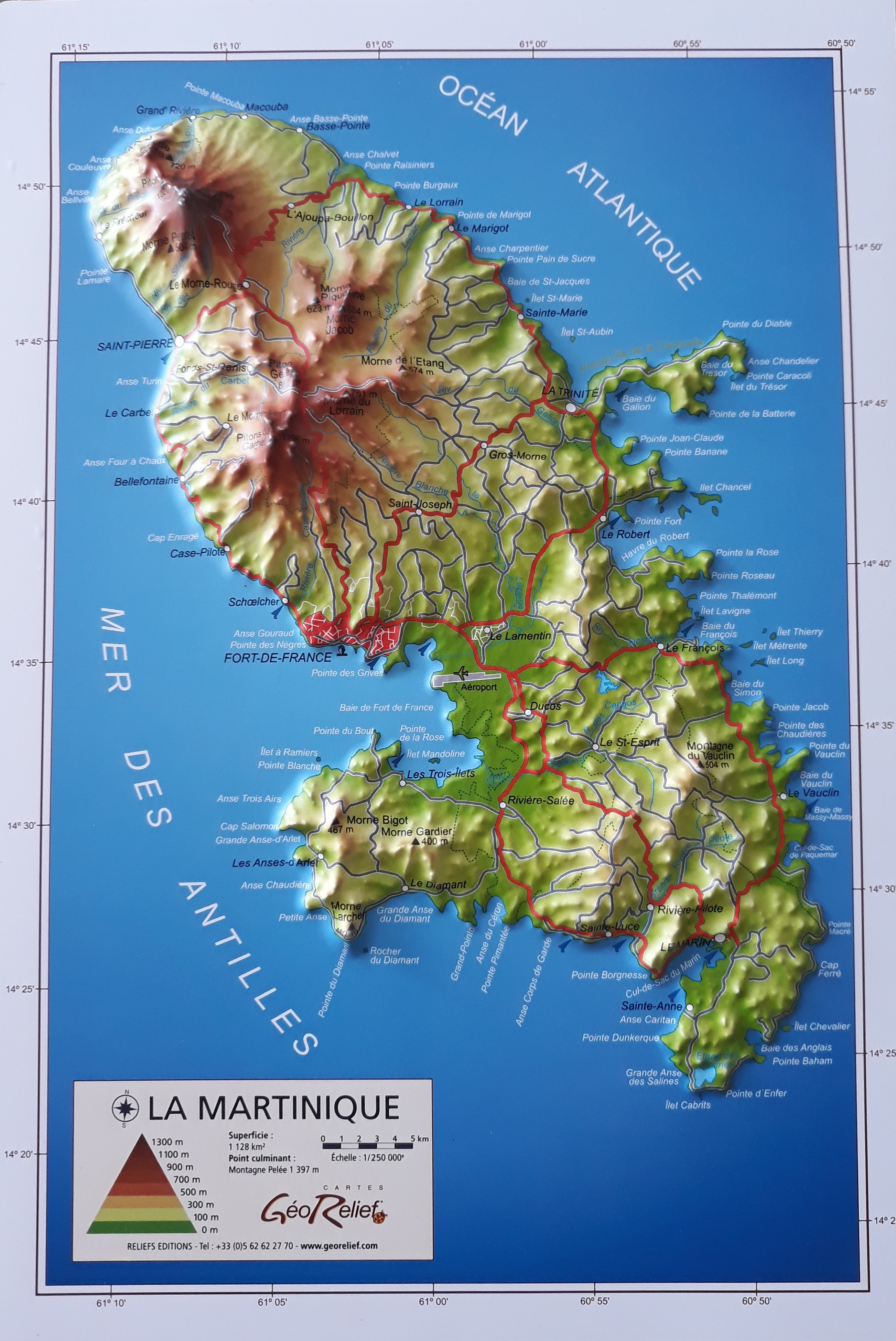 Martinique Carte Cartes de Martinique Cartes typographiques