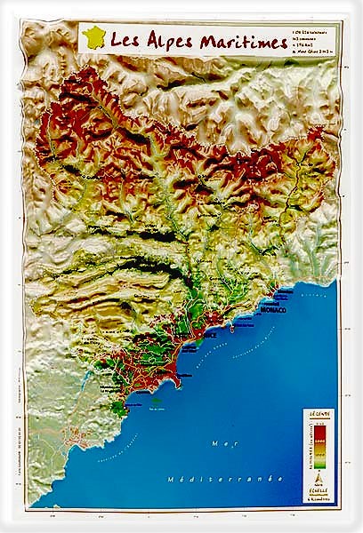carte du relief des alpes